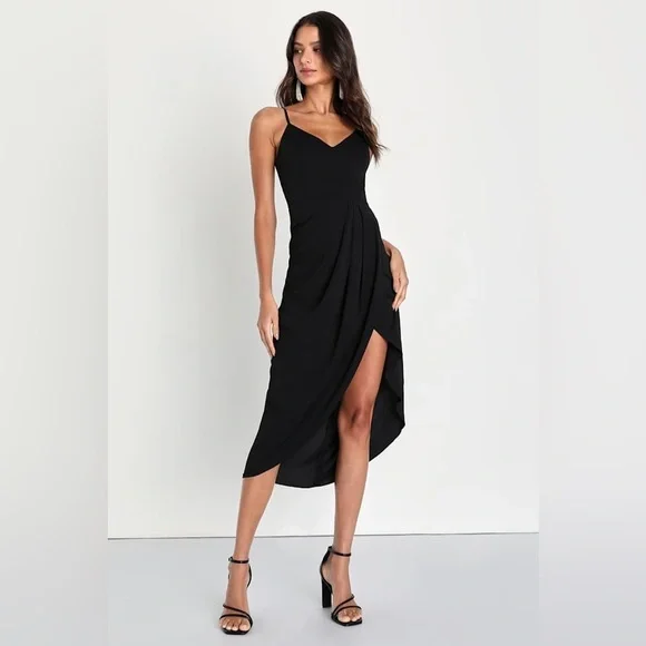 LULU’S Reinette Black Midi Dress - Picture 4 of 6